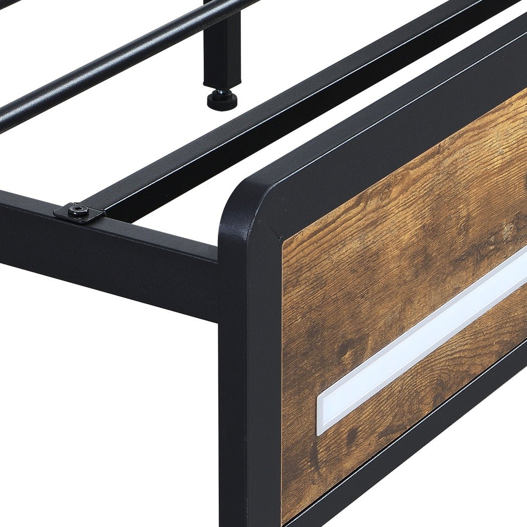 Kensley Double LED Storage Bed Frame – Industrial - Rivercity House & Home Co. (ABN 18 642 972 209) - Affordable Modern Furniture Australia
