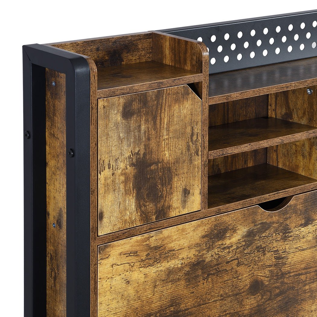 Kensley King LED Storage Bed Frame – Industrial - Rivercity House & Home Co. (ABN 18 642 972 209) - Affordable Modern Furniture Australia