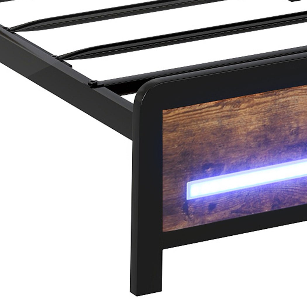 Kensley Single LED Storage Bed Frame – Industrial - Rivercity House & Home Co. (ABN 18 642 972 209) - Affordable Modern Furniture Australia