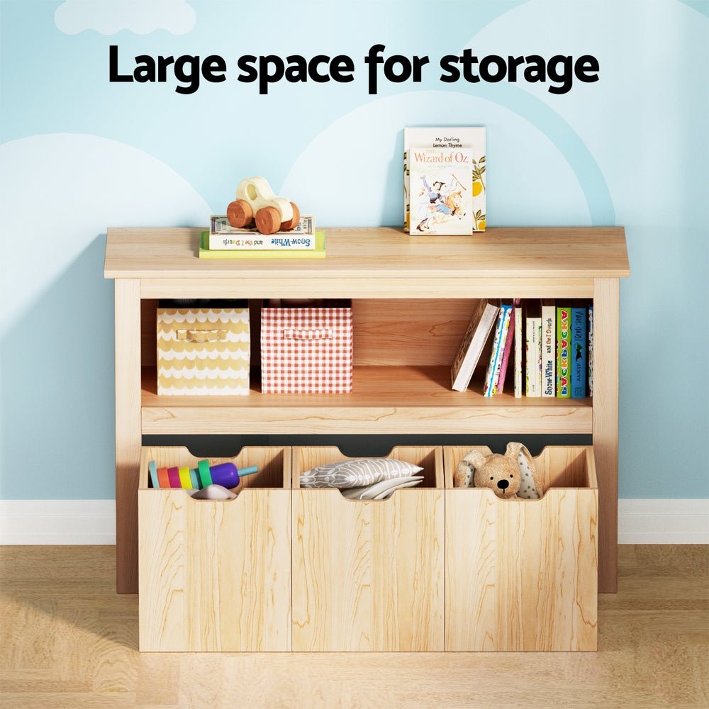 Kids Bookshelf 3 Drawers Storage Children Bookcase Toy Organiser Display Wooden - Furniture > Living Room > Bookcases & Shelves - Rivercity House & Home Co. (ABN 18 642 972 209) - Affordable Modern Furniture Australia