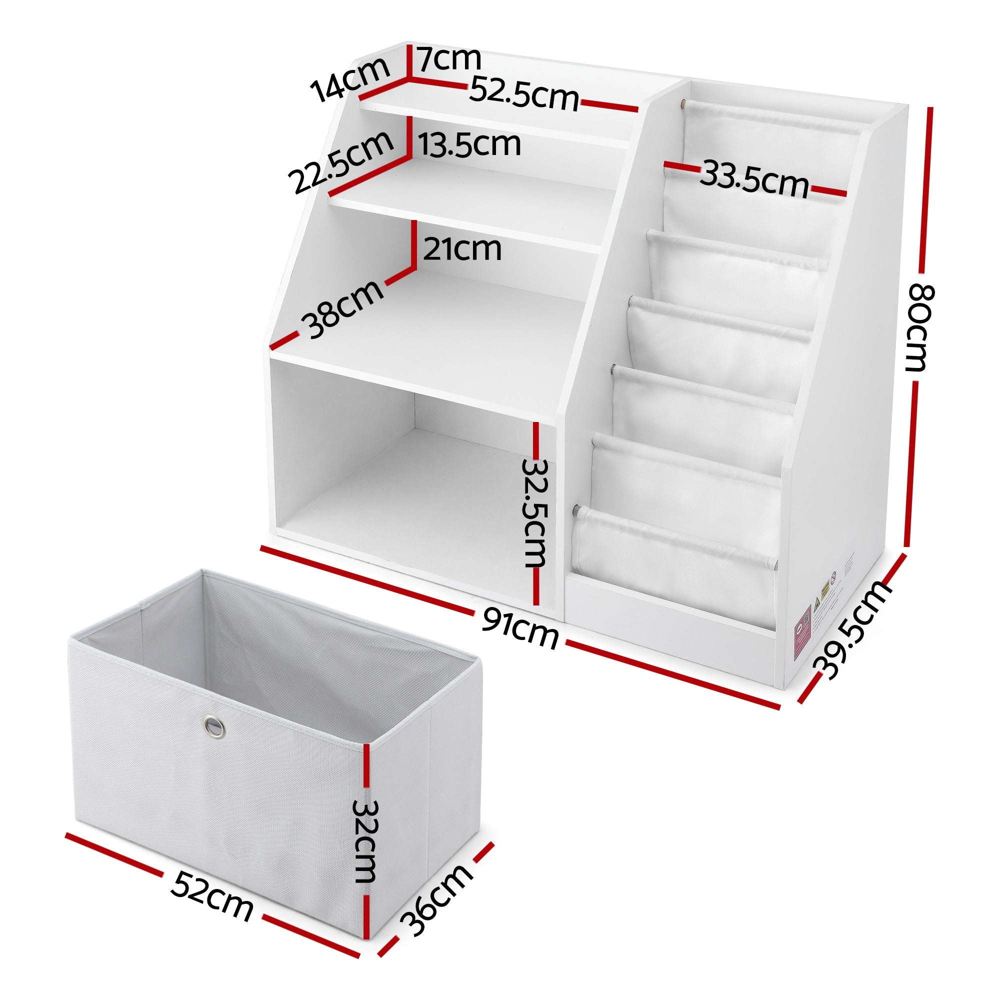 Kids Bookshelf Children Bookcase Organizer Storage Rack Display Drawer White - Baby & Kids > Kid's Furniture > Kid's Bookcases & Shelves - Rivercity House & Home Co. (ABN 18 642 972 209) - Affordable Modern Furniture Australia