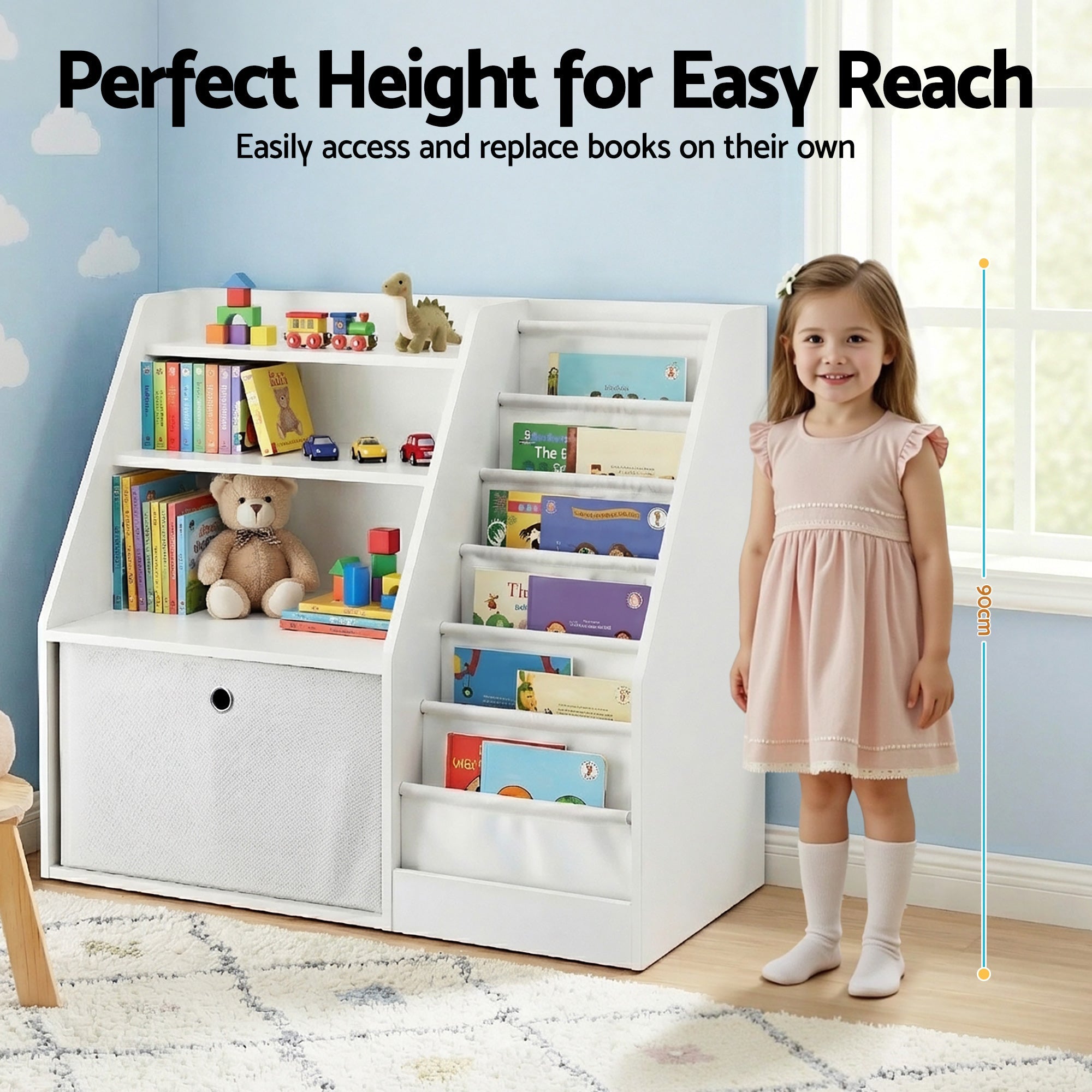 Kids Bookshelf Children Bookcase Organizer Storage Rack Display Drawer White - Baby & Kids > Kid's Furniture > Kid's Bookcases & Shelves - Rivercity House & Home Co. (ABN 18 642 972 209) - Affordable Modern Furniture Australia