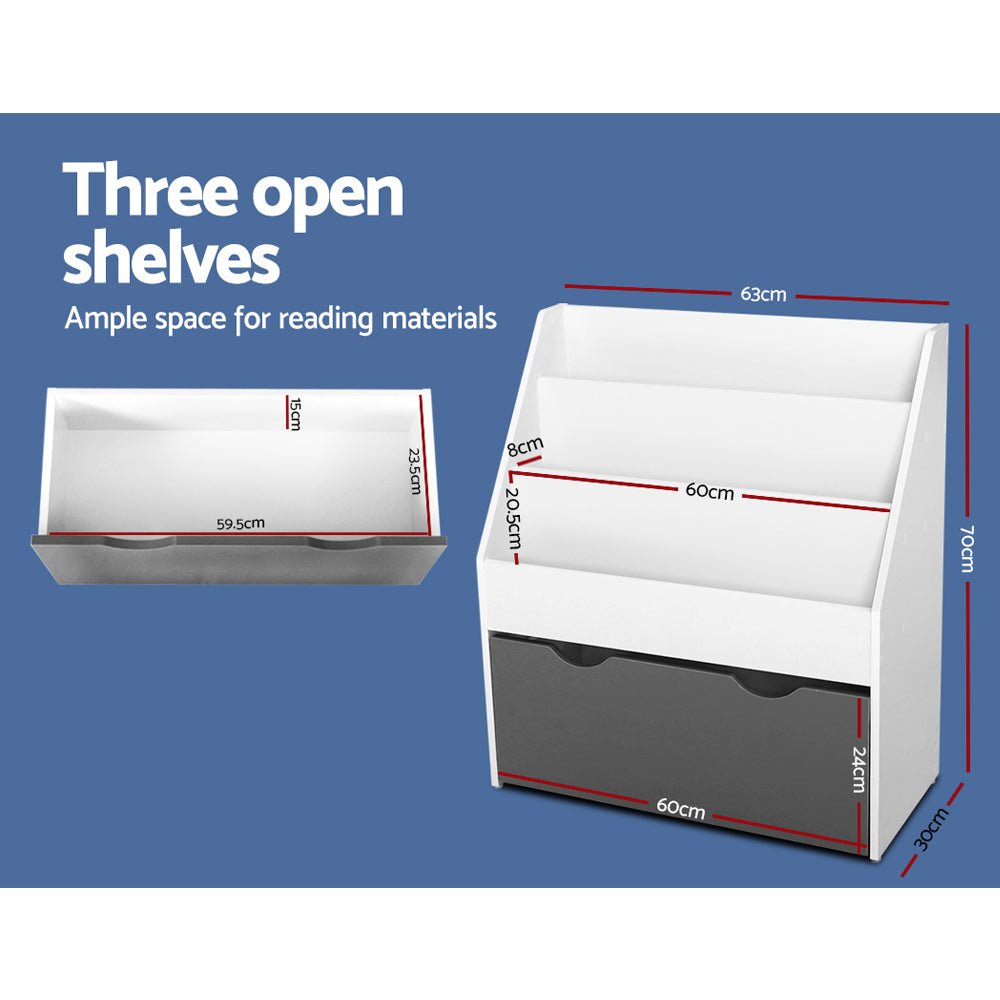 Kids Bookshelf Childrens Bookcase Organiser Storage Shelf Wooden White - Baby & Kids > Kid's Furniture - Rivercity House & Home Co. (ABN 18 642 972 209) - Affordable Modern Furniture Australia