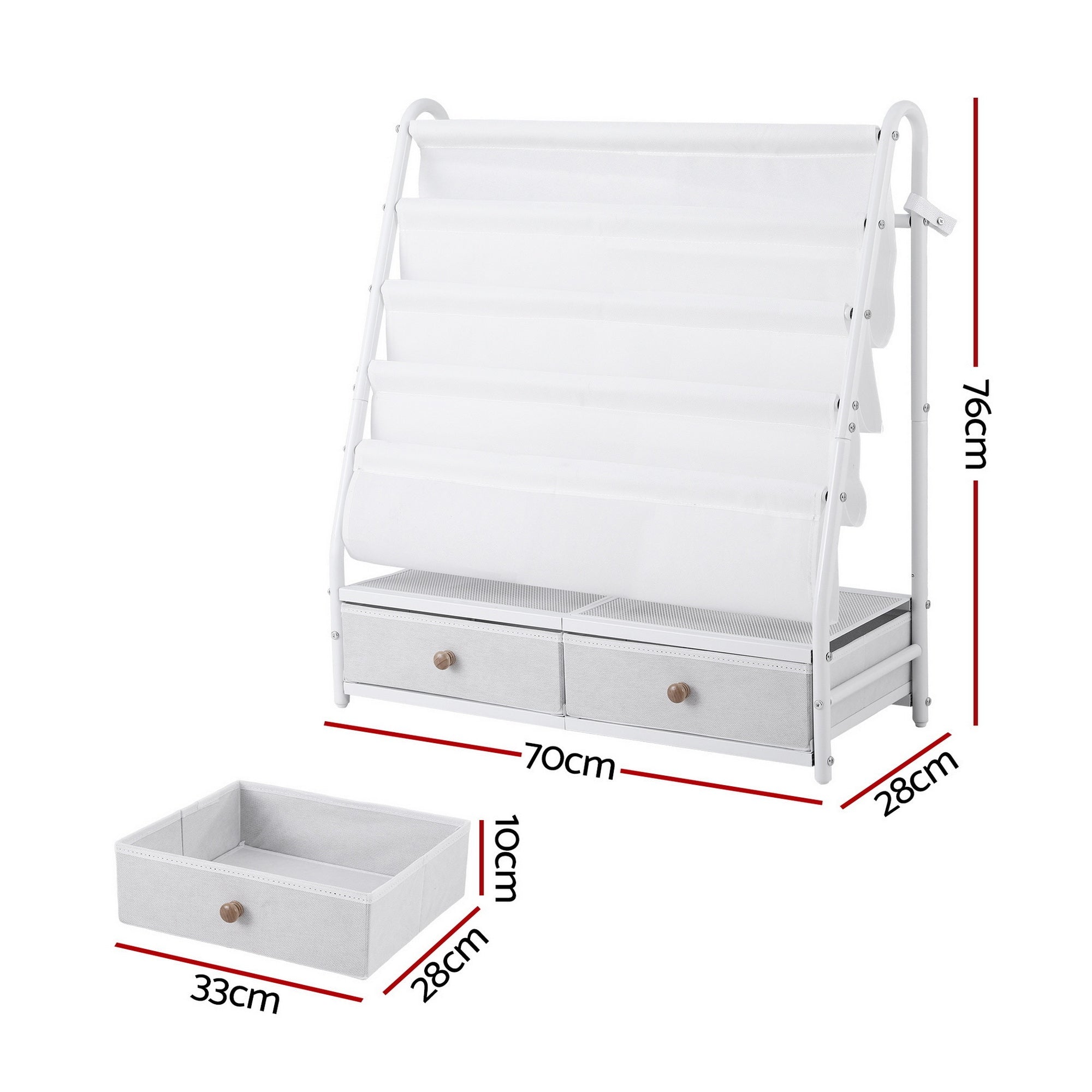 Kids Bookshelf Metal Storage Rack Toy Organiser Display Shelf Drawer White - Baby & Kids > Kid's Furniture > Kid's Bookcases & Shelves - Rivercity House & Home Co. (ABN 18 642 972 209) - Affordable Modern Furniture Australia