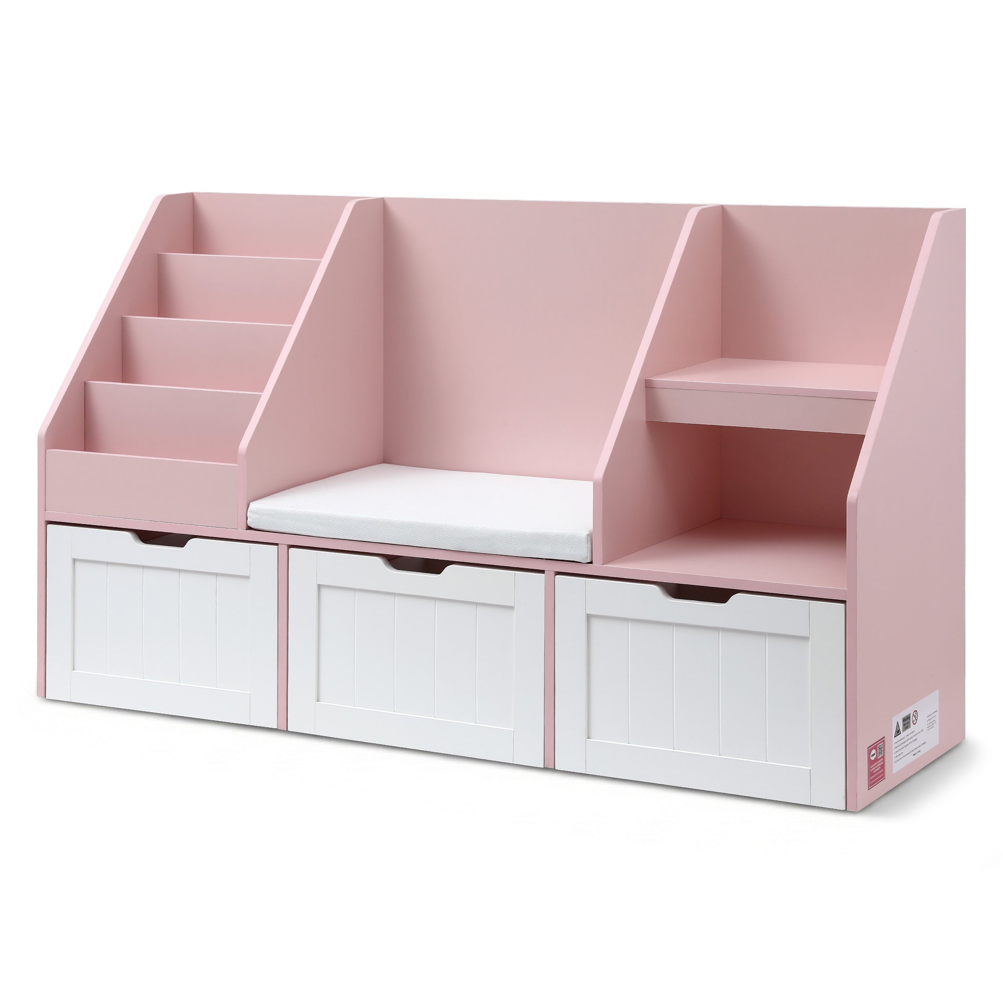 Kids Bookshelf Storage Organiser Toy Box Drawer Bench Seat Cabinet Pink - Baby & Kids > Kid's Furniture > Kid's Bookcases & Shelves - Rivercity House & Home Co. (ABN 18 642 972 209) - Affordable Modern Furniture Australia