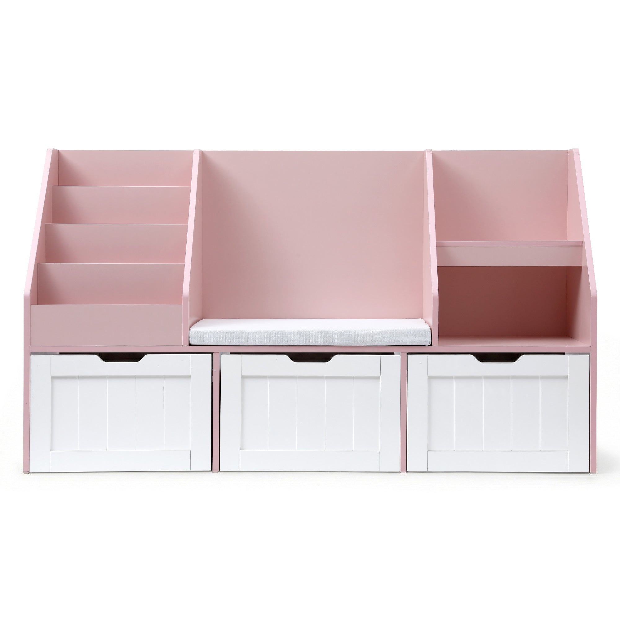 Kids Bookshelf Storage Organiser Toy Box Drawer Bench Seat Cabinet Pink - Baby & Kids > Kid's Furniture > Kid's Bookcases & Shelves - Rivercity House & Home Co. (ABN 18 642 972 209) - Affordable Modern Furniture Australia