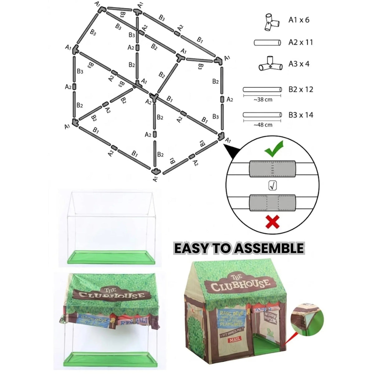 Kids Clubhouse Play Tent with Pop-Up Frame and Carry Bag - Green - Baby & Kids > Baby & Kid's Toys > Outdoor Play Equipment - Rivercity House & Home Co. (ABN 18 642 972 209) - Affordable Modern Furniture Australia