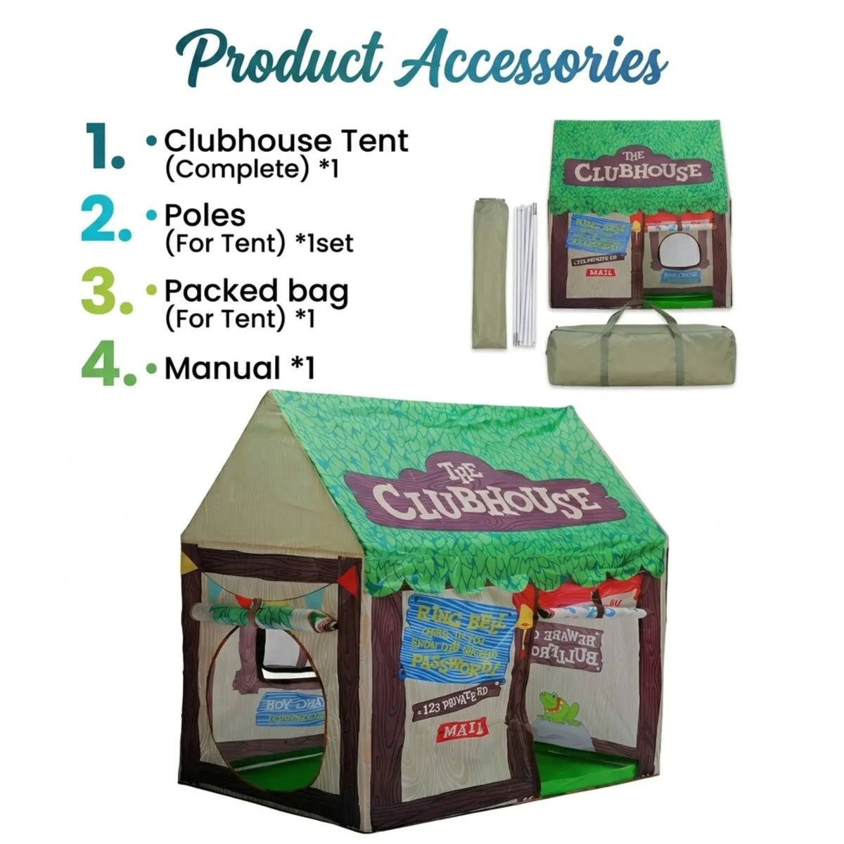 Kids Clubhouse Play Tent with Pop-Up Frame and Carry Bag - Green - Baby & Kids > Baby & Kid's Toys > Outdoor Play Equipment - Rivercity House & Home Co. (ABN 18 642 972 209) - Affordable Modern Furniture Australia