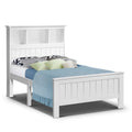 Kids Conqueror Wooden King Single Bed Frame with Shelving White