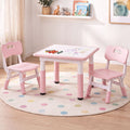 Kids Height Adjustable Table and 2 Chairs Set with Graffiti Draw-on Top - Pink