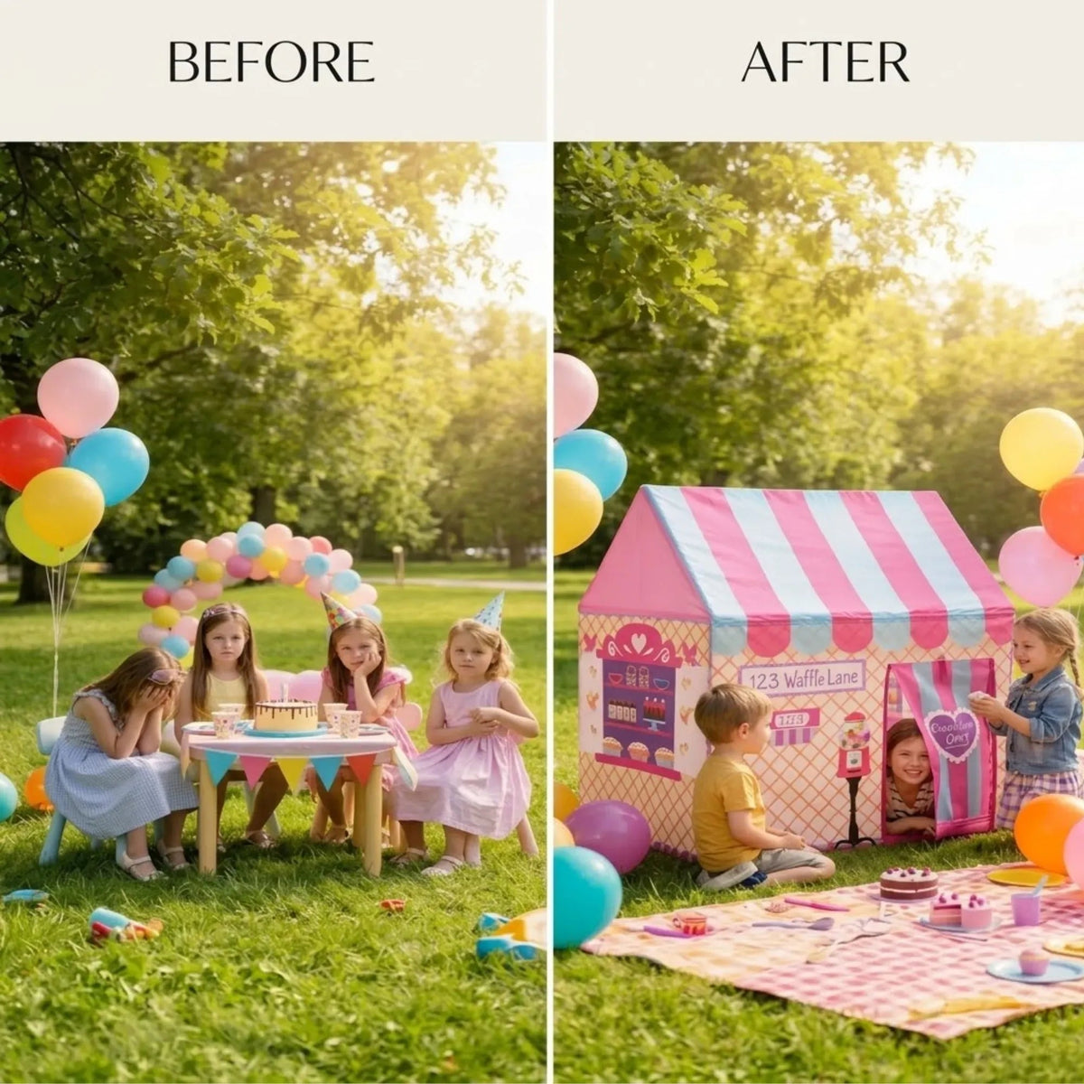 Kids Ice Cream Bakery Play Tent Pop Up Playhouse Outdoor Play Equipment - Pink - Baby & Kids > Baby & Kid's Toys > Outdoor Play Equipment - Rivercity House & Home Co. (ABN 18 642 972 209) - Affordable Modern Furniture Australia