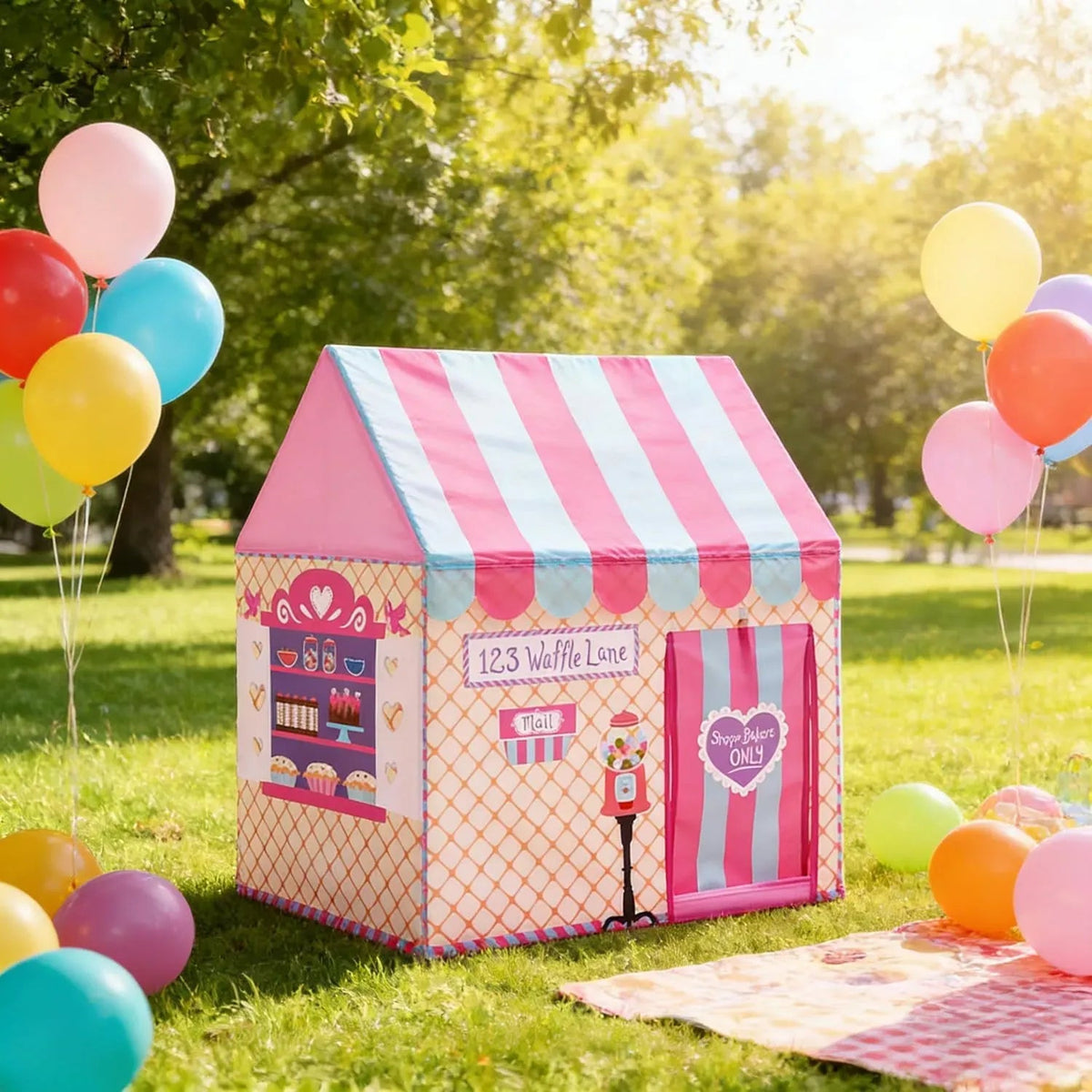 Kids Ice Cream Bakery Play Tent Pop Up Playhouse Outdoor Play Equipment - Pink - Baby & Kids > Baby & Kid's Toys > Outdoor Play Equipment - Rivercity House & Home Co. (ABN 18 642 972 209) - Affordable Modern Furniture Australia
