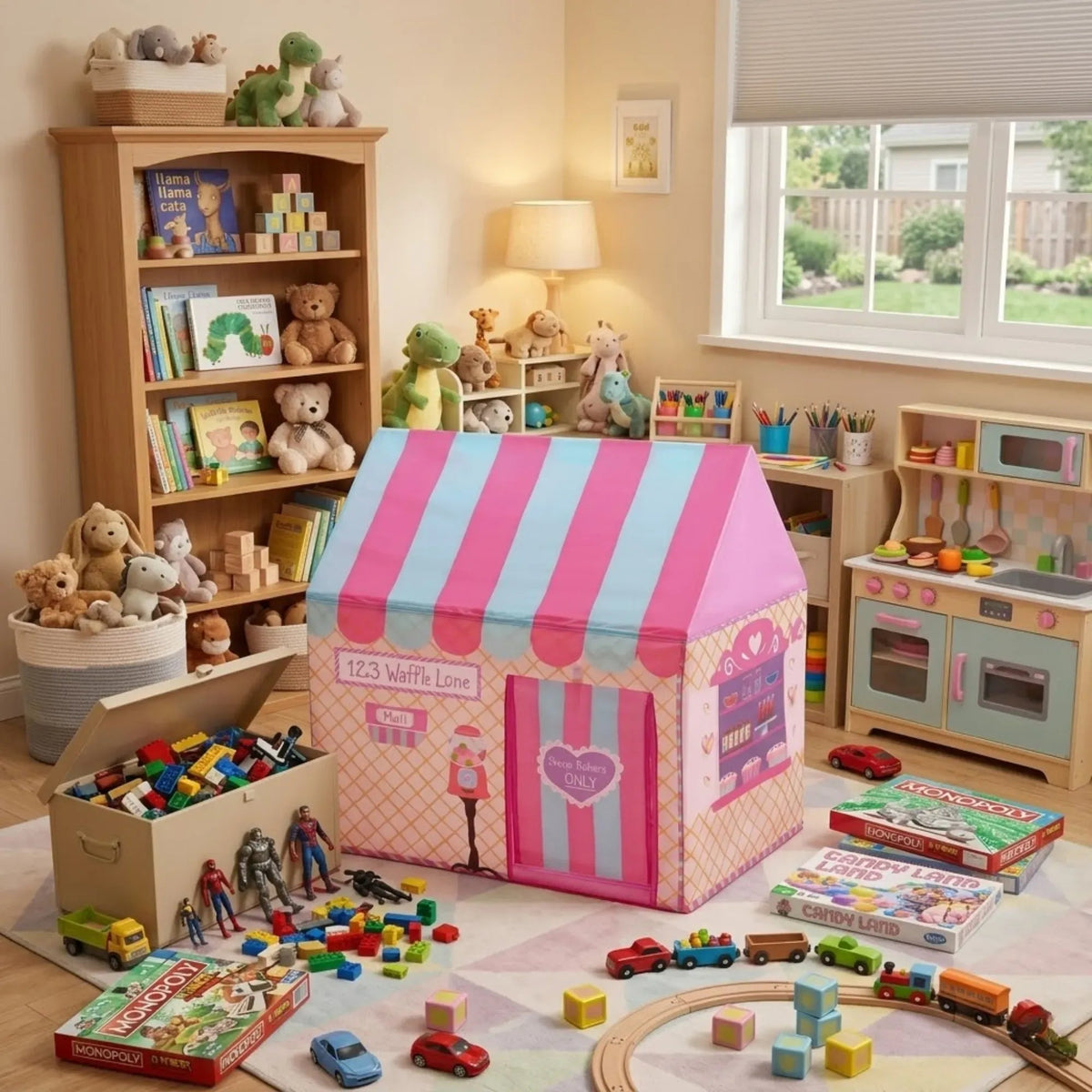 Kids Ice Cream Bakery Play Tent Pop Up Playhouse Outdoor Play Equipment - Pink - Baby & Kids > Baby & Kid's Toys > Outdoor Play Equipment - Rivercity House & Home Co. (ABN 18 642 972 209) - Affordable Modern Furniture Australia