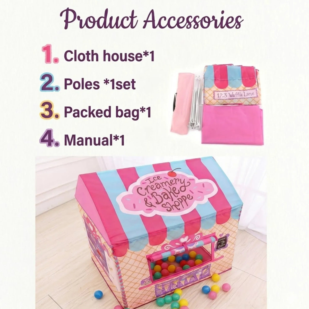 Kids Ice Cream Bakery Play Tent Pop Up Playhouse Outdoor Play Equipment - Pink - Baby & Kids > Baby & Kid's Toys > Outdoor Play Equipment - Rivercity House & Home Co. (ABN 18 642 972 209) - Affordable Modern Furniture Australia