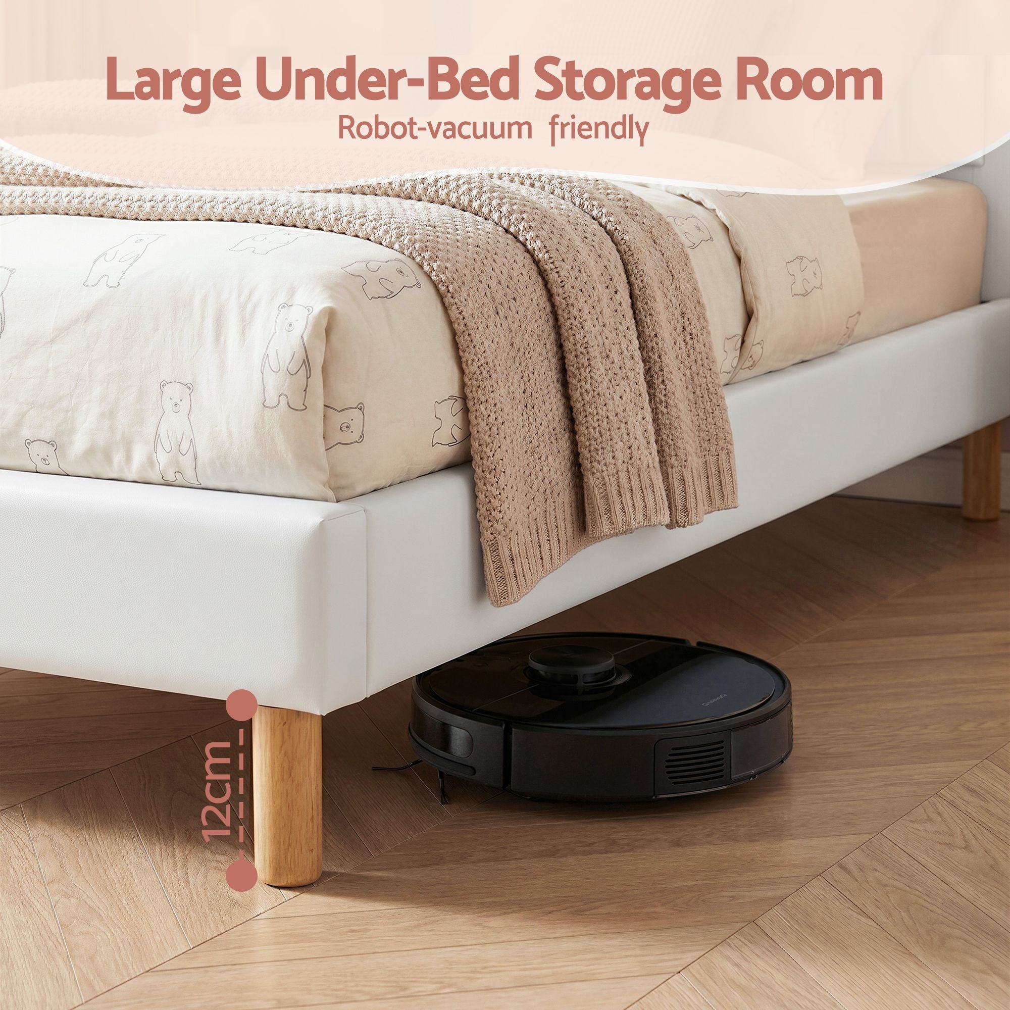 Kids King Single Bed Frame Bear Ears Headboard Upholstered Leather Platform Bed for Child - Furniture > Bedroom > Beds & Bed Frames - Rivercity House & Home Co. (ABN 18 642 972 209) - Affordable Modern Furniture Australia
