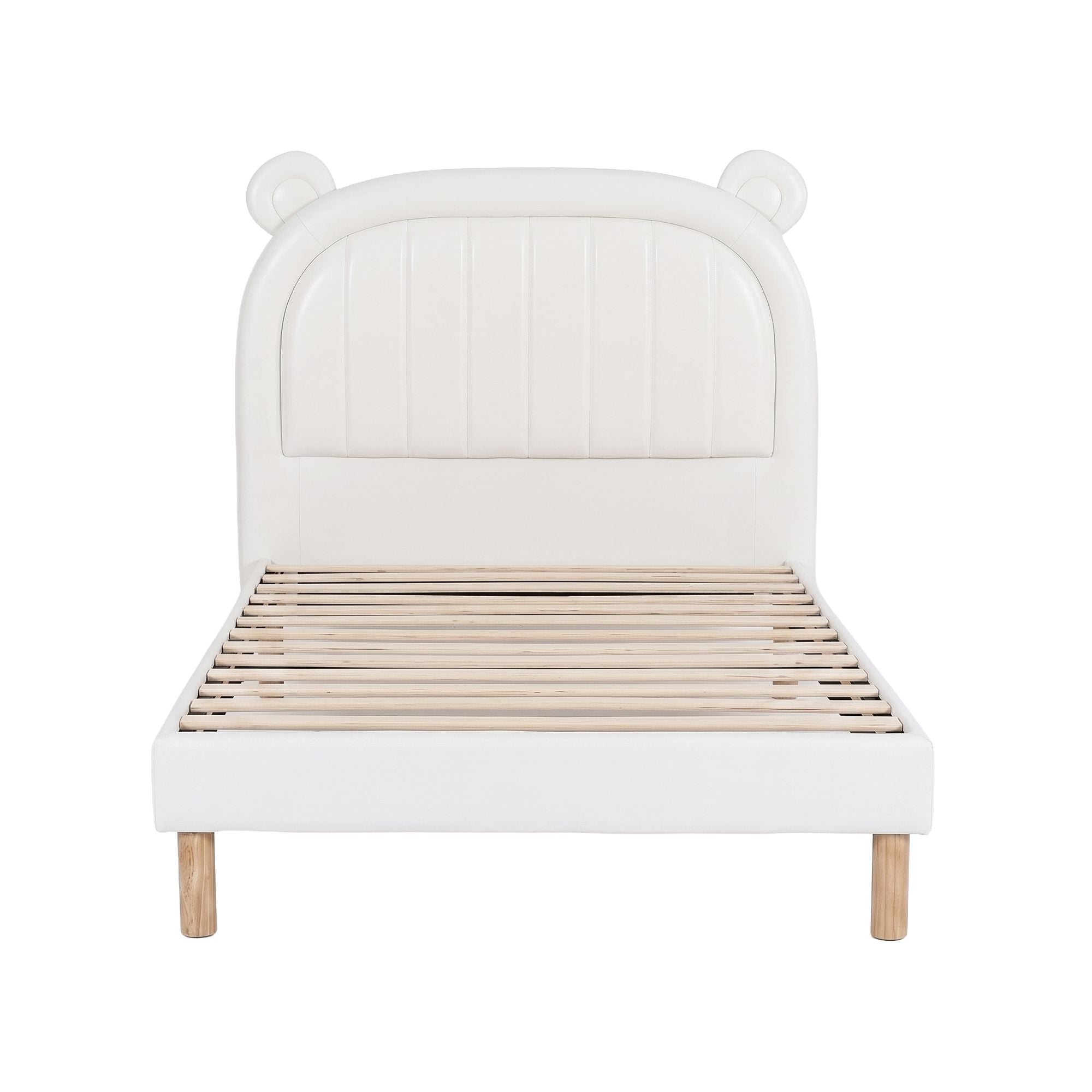 Kids King Single Bed Frame Bear Ears Headboard Upholstered Leather Platform Bed for Child - Furniture > Bedroom > Beds & Bed Frames - Rivercity House & Home Co. (ABN 18 642 972 209) - Affordable Modern Furniture Australia