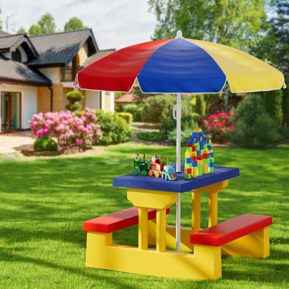 Kids Outdoor Table and Chairs Set Picnic Bench Umbrella Children Indoor - Baby & Kids > Kid's Furniture - Rivercity House & Home Co. (ABN 18 642 972 209) - Affordable Modern Furniture Australia