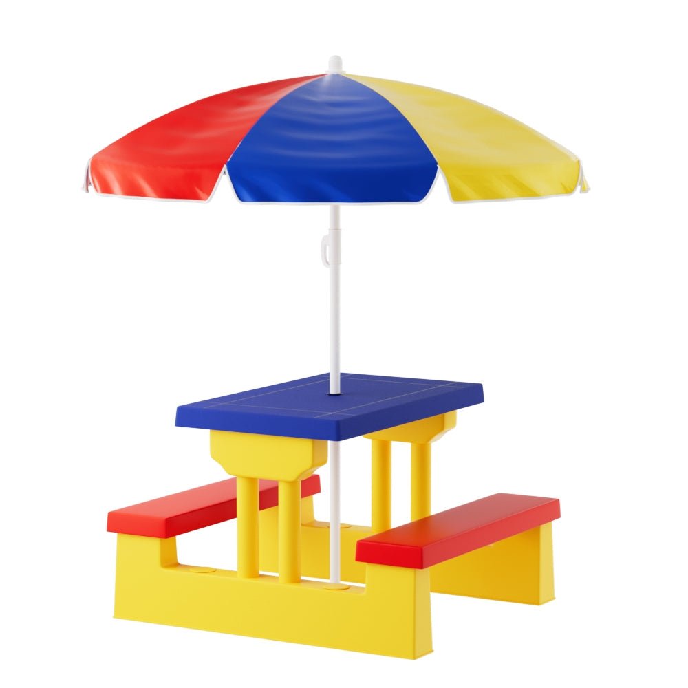 Kids Outdoor Table and Chairs Set Picnic Bench Umbrella Children Indoor - Baby & Kids > Kid's Furniture - Rivercity House & Home Co. (ABN 18 642 972 209) - Affordable Modern Furniture Australia