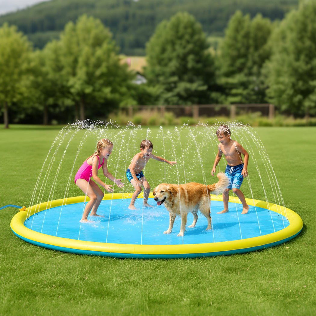 Kids & Pets Splash Pad 240cm Adjustable Sprinkler Water Mat - Blue & Yellow - Rivercity House & Home Co. (ABN 18 642 972 209) - Affordable Modern Furniture Australia