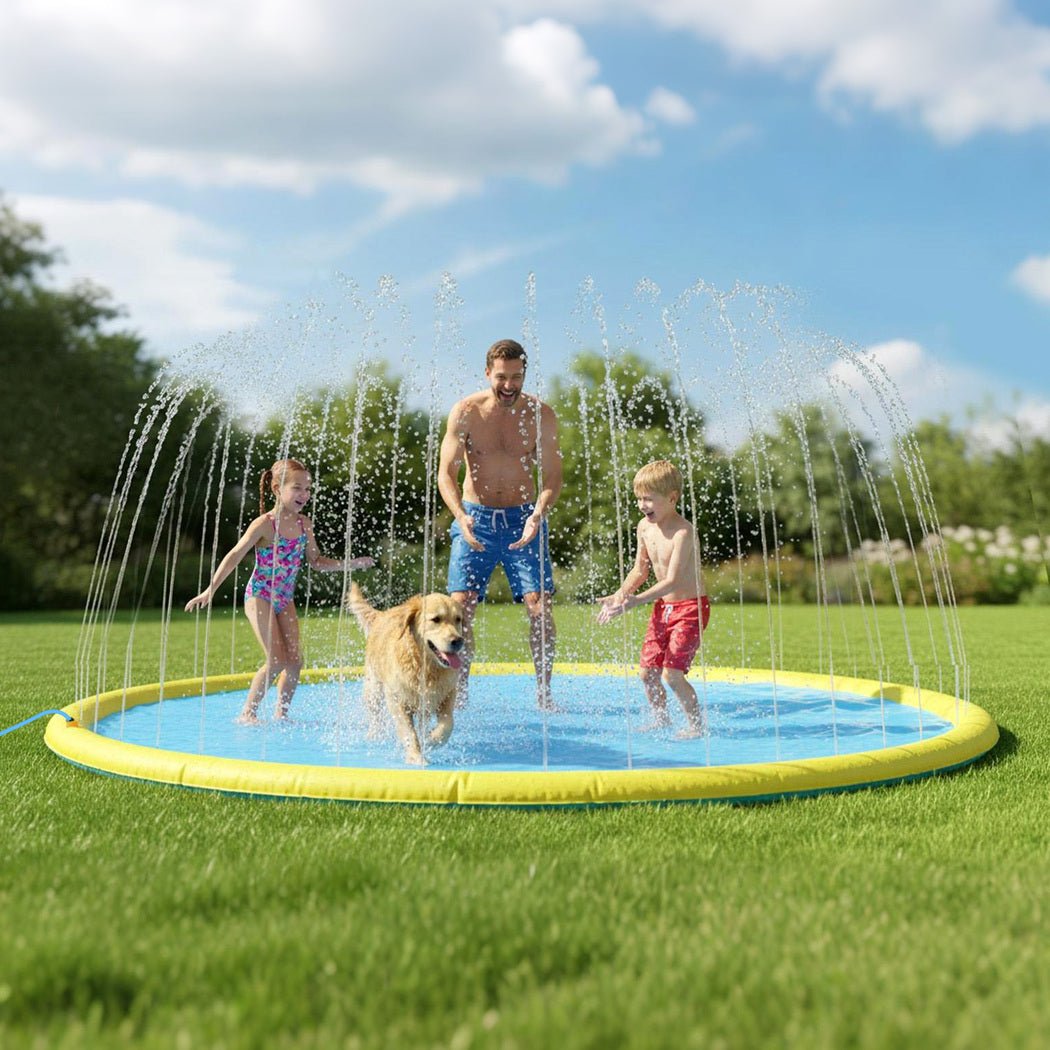 Kids & Pets Splash Pad 240cm Adjustable Sprinkler Water Mat - Blue & Yellow - Rivercity House & Home Co. (ABN 18 642 972 209) - Affordable Modern Furniture Australia
