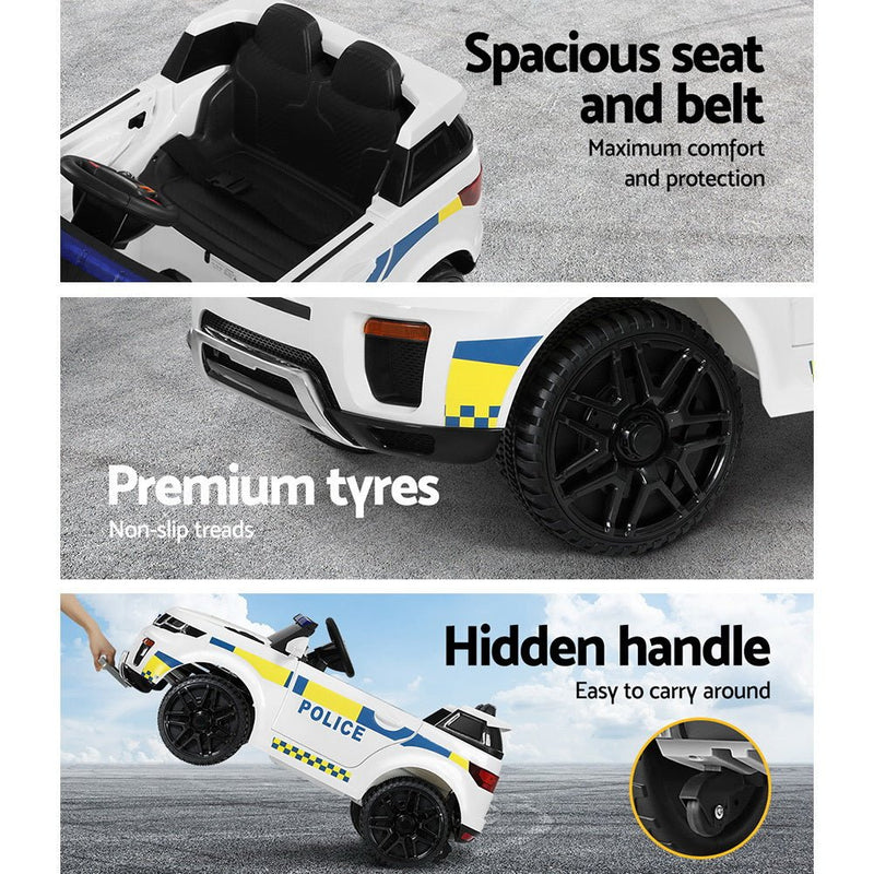 Kids Ride On Car Electric Patrol Police Toy Cars Remote Control 12V White - Baby & Kids > Ride on Cars, Go - karts & Bikes - Rivercity House & Home Co. (ABN 18 642 972 209) - Affordable Modern Furniture Australia