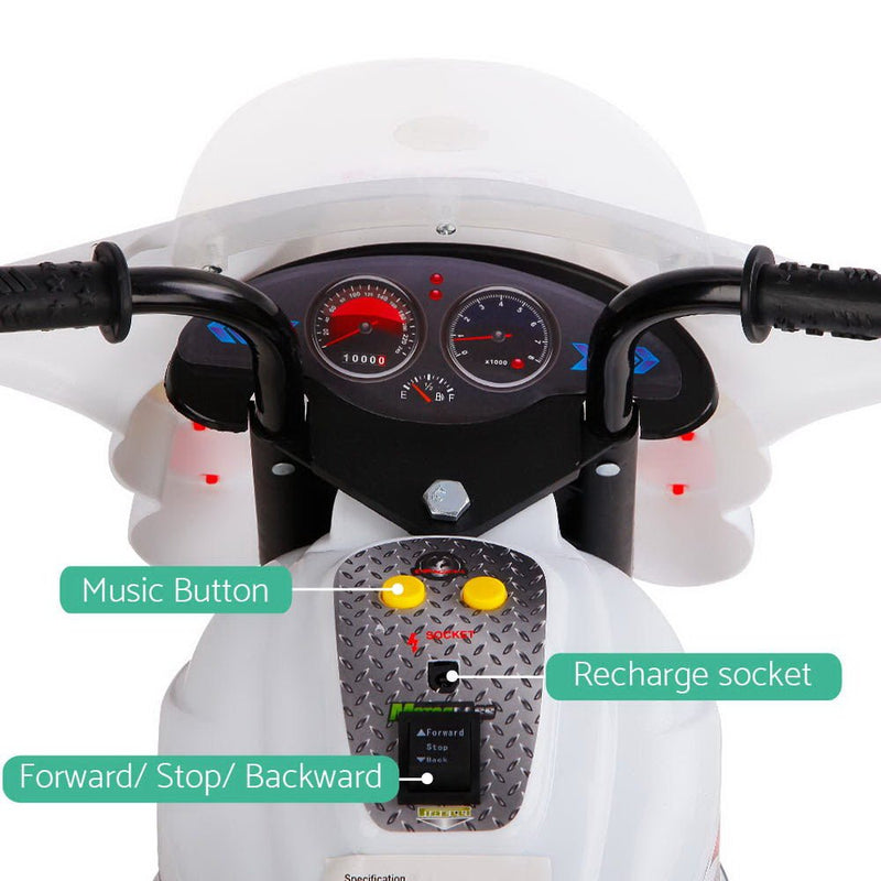 Kids Ride On Motorbike Motorcycle Car Toys White - Baby & Kids > Ride on Cars, Go - karts & Bikes - Rivercity House & Home Co. (ABN 18 642 972 209) - Affordable Modern Furniture Australia