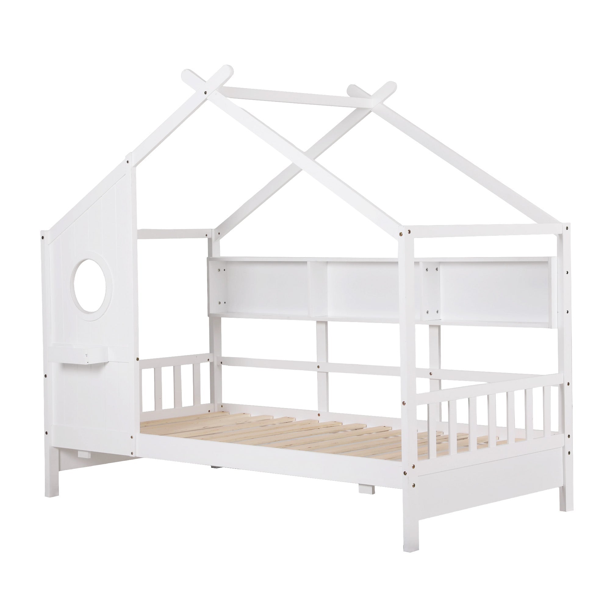 Kids Single Bed Frame House Bed Solid Wood Montessori Bed for Toddler White - Furniture > Bedroom > Beds & Bed Frames - Rivercity House & Home Co. (ABN 18 642 972 209) - Affordable Modern Furniture Australia