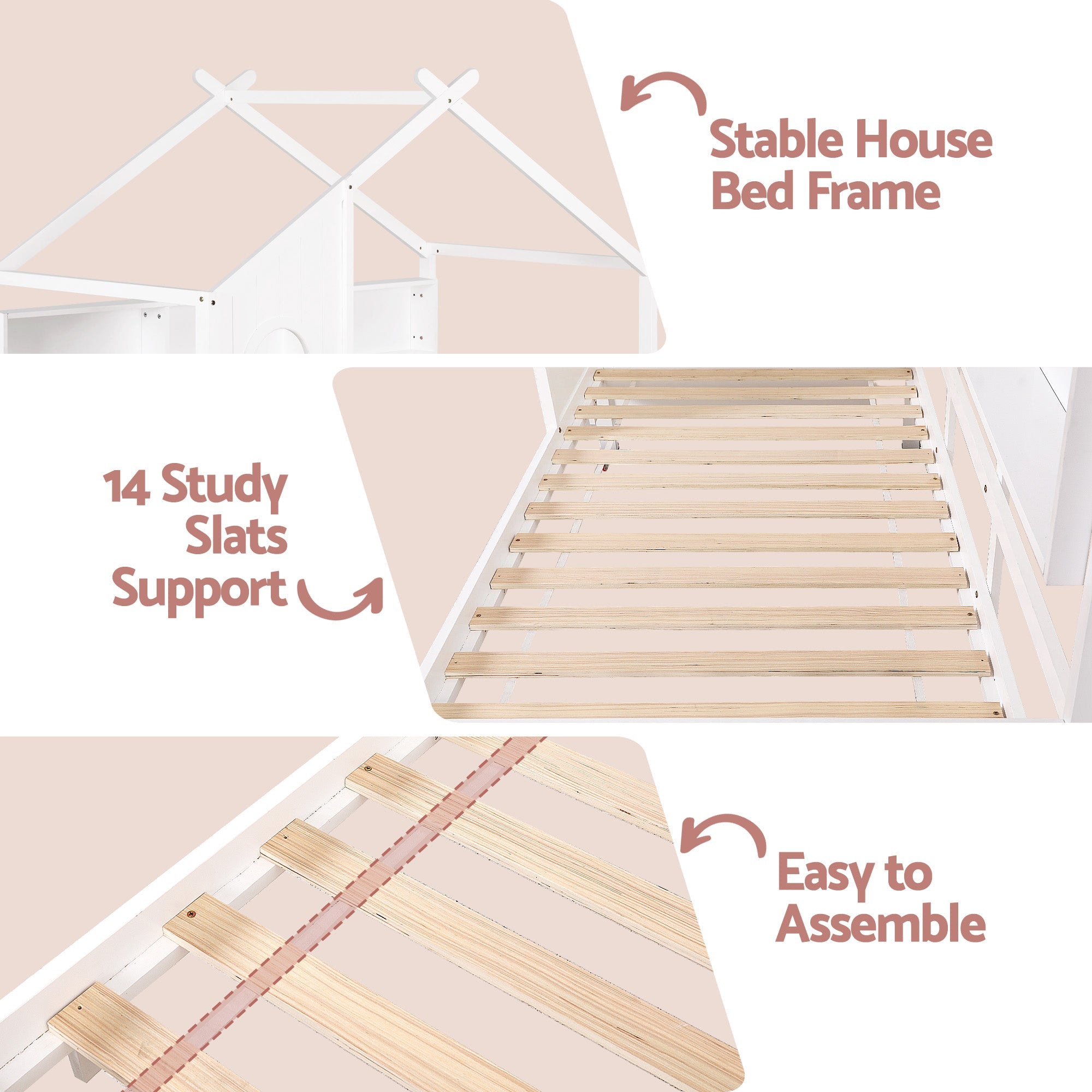 Kids Single Bed Frame House Bed Solid Wood Montessori Bed for Toddler White - Furniture > Bedroom > Beds & Bed Frames - Rivercity House & Home Co. (ABN 18 642 972 209) - Affordable Modern Furniture Australia