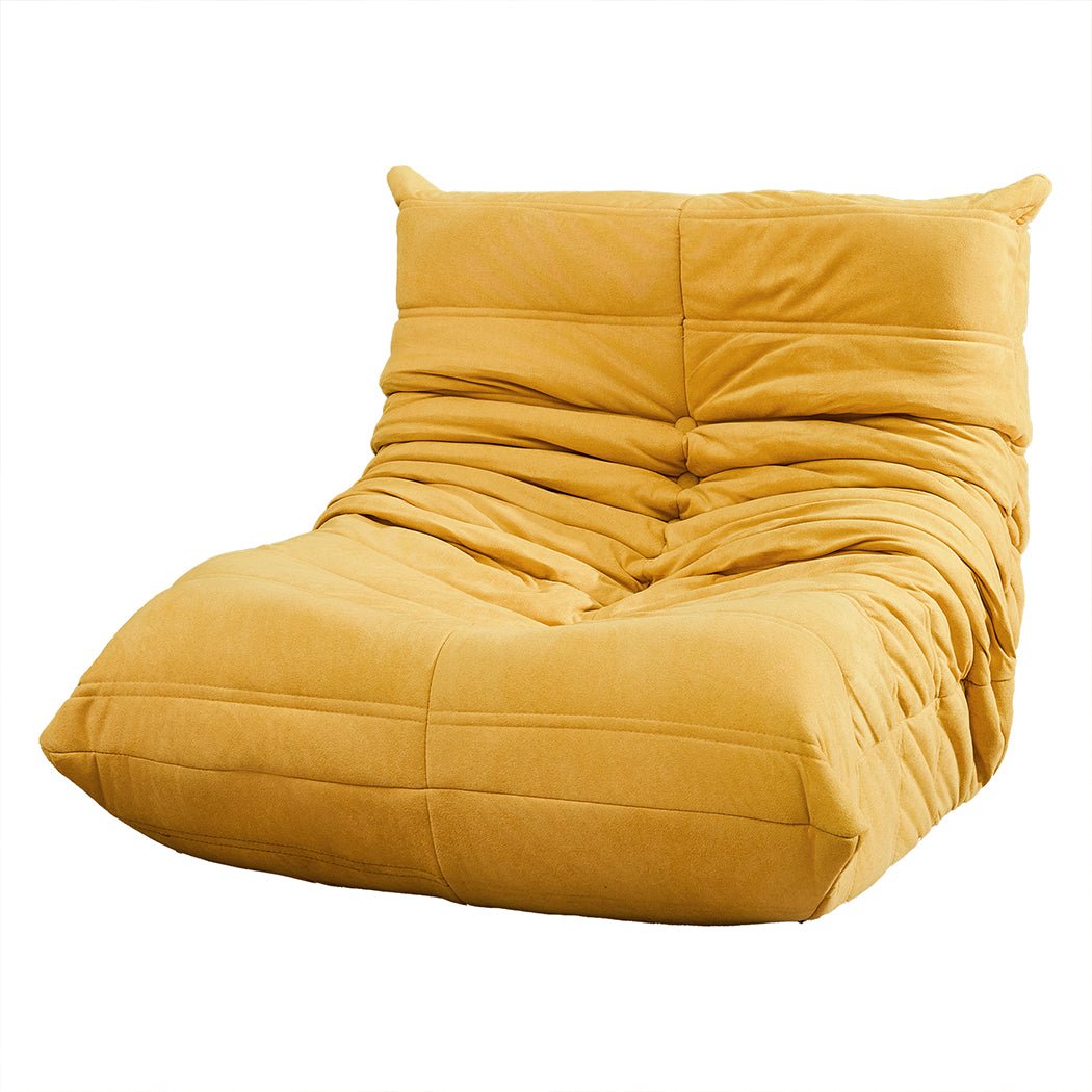 Kids Single Foam Floor Chair Recliner Couch Caterpillar Sofa - Yellow - Rivercity House & Home Co. (ABN 18 642 972 209) - Affordable Modern Furniture Australia