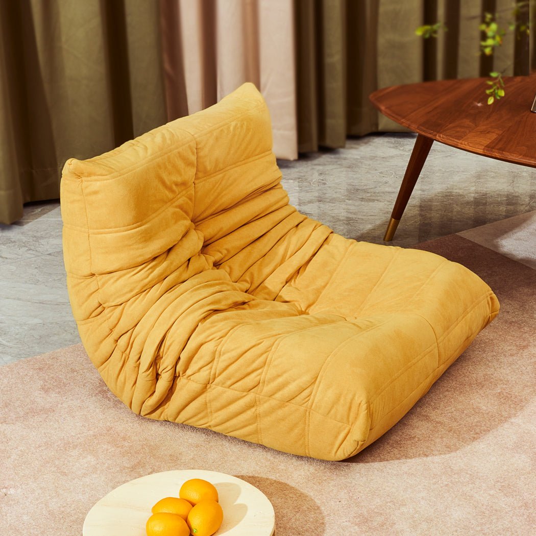 Kids Single Foam Floor Chair Recliner Couch Caterpillar Sofa - Yellow - Rivercity House & Home Co. (ABN 18 642 972 209) - Affordable Modern Furniture Australia