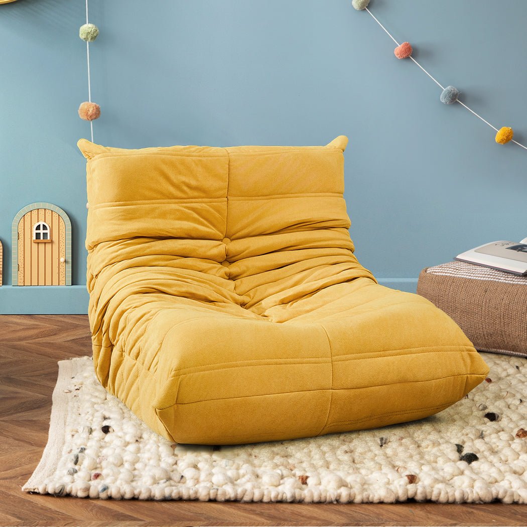 Kids Single Foam Floor Chair Recliner Couch Caterpillar Sofa - Yellow - Rivercity House & Home Co. (ABN 18 642 972 209) - Affordable Modern Furniture Australia