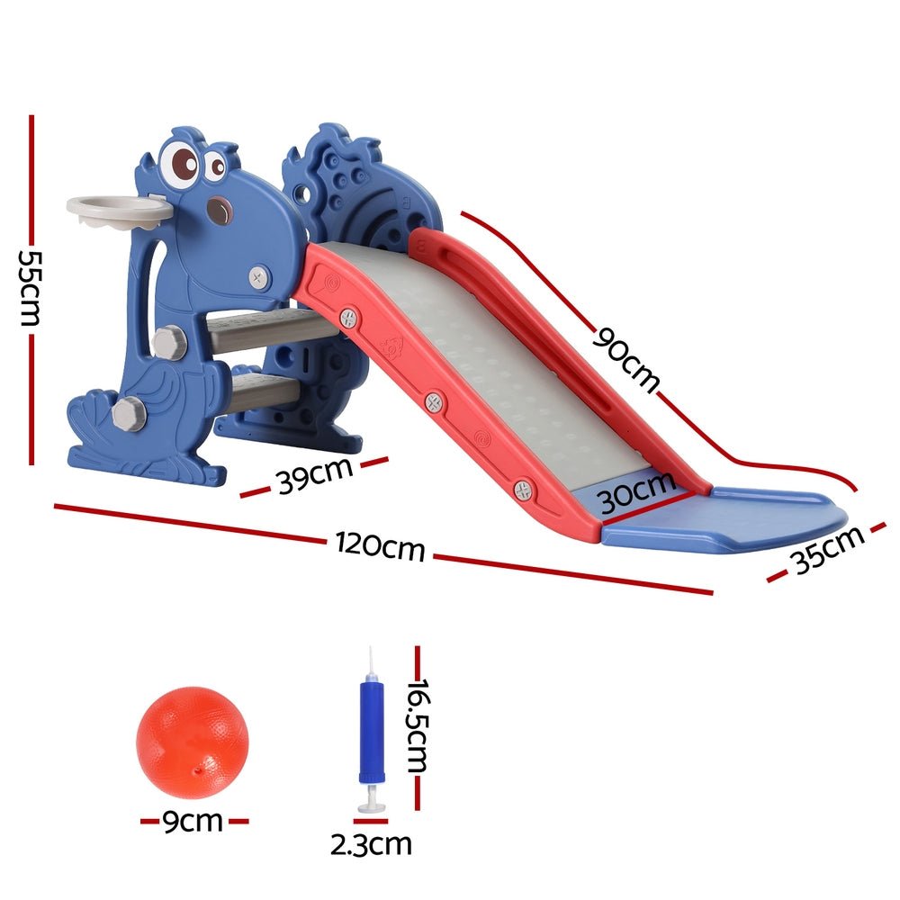 Kids Slide Set Basketball Hoop Outdoor Playground Toy Dragon 90cm Blue - Baby & Kids > Toys - Rivercity House & Home Co. (ABN 18 642 972 209) - Affordable Modern Furniture Australia