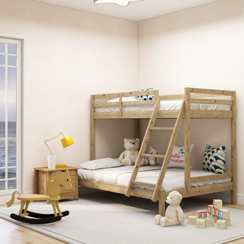 Kids Solid Timber Single over Double Bunk Bed Natural - Furniture > Bedroom - Rivercity House & Home Co. (ABN 18 642 972 209) - Affordable Modern Furniture Australia