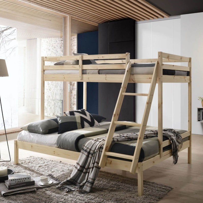 Kids Solid Timber Single over Double Bunk Bed Natural - Furniture > Bedroom - Rivercity House & Home Co. (ABN 18 642 972 209) - Affordable Modern Furniture Australia