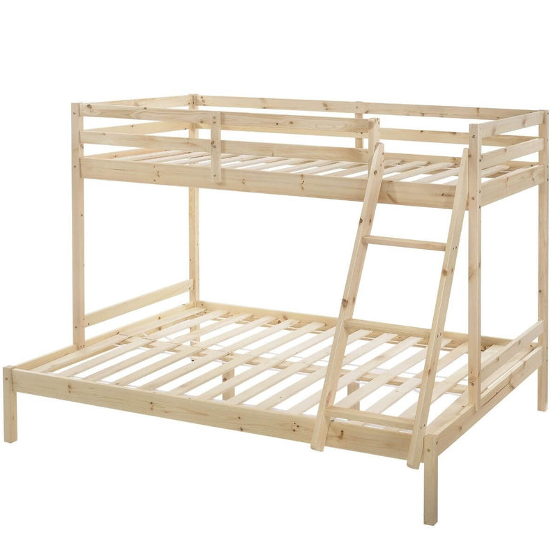 Kids Solid Timber Single over Double Bunk Bed Natural - Furniture > Bedroom - Rivercity House & Home Co. (ABN 18 642 972 209) - Affordable Modern Furniture Australia