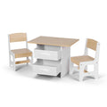 Kids Wooden Activity Table with 2 Chairs and Storage Drawers for Toddlers - Natural