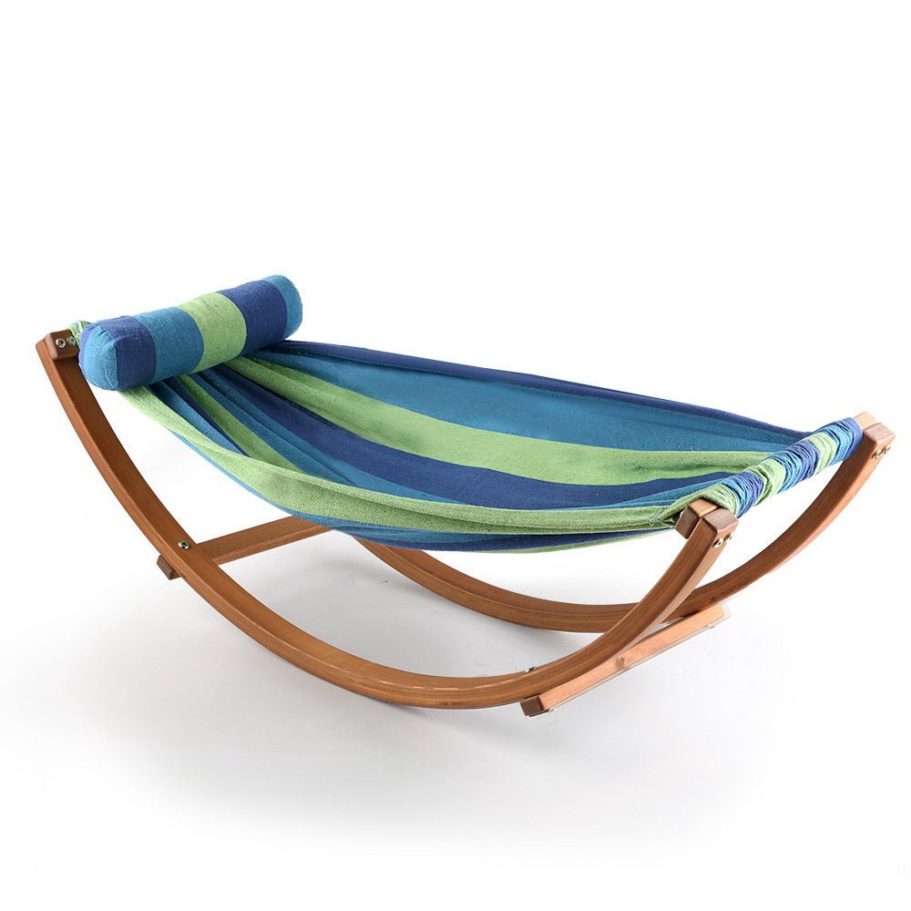 Kids Timber Hammock Bed Swing - Blue - Home & Garden > Hammocks - Rivercity House & Home Co. (ABN 18 642 972 209) - Affordable Modern Furniture Australia