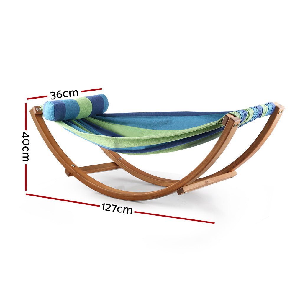 Kids Timber Hammock Bed Swing - Blue - Home & Garden > Hammocks - Rivercity House & Home Co. (ABN 18 642 972 209) - Affordable Modern Furniture Australia