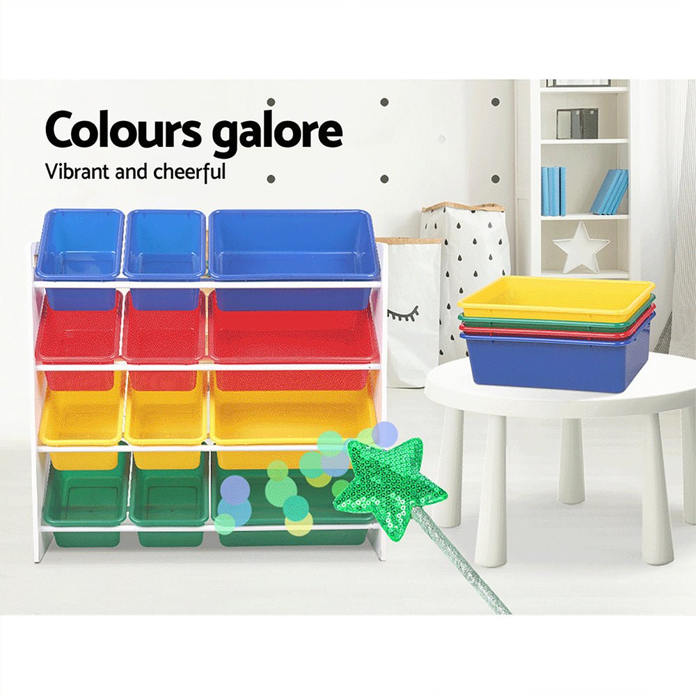 Kids Toy Box 12 Bins Bookshelf Organiser Children Storage Rack - Baby & Kids > Kid's Furniture - Rivercity House & Home Co. (ABN 18 642 972 209) - Affordable Modern Furniture Australia