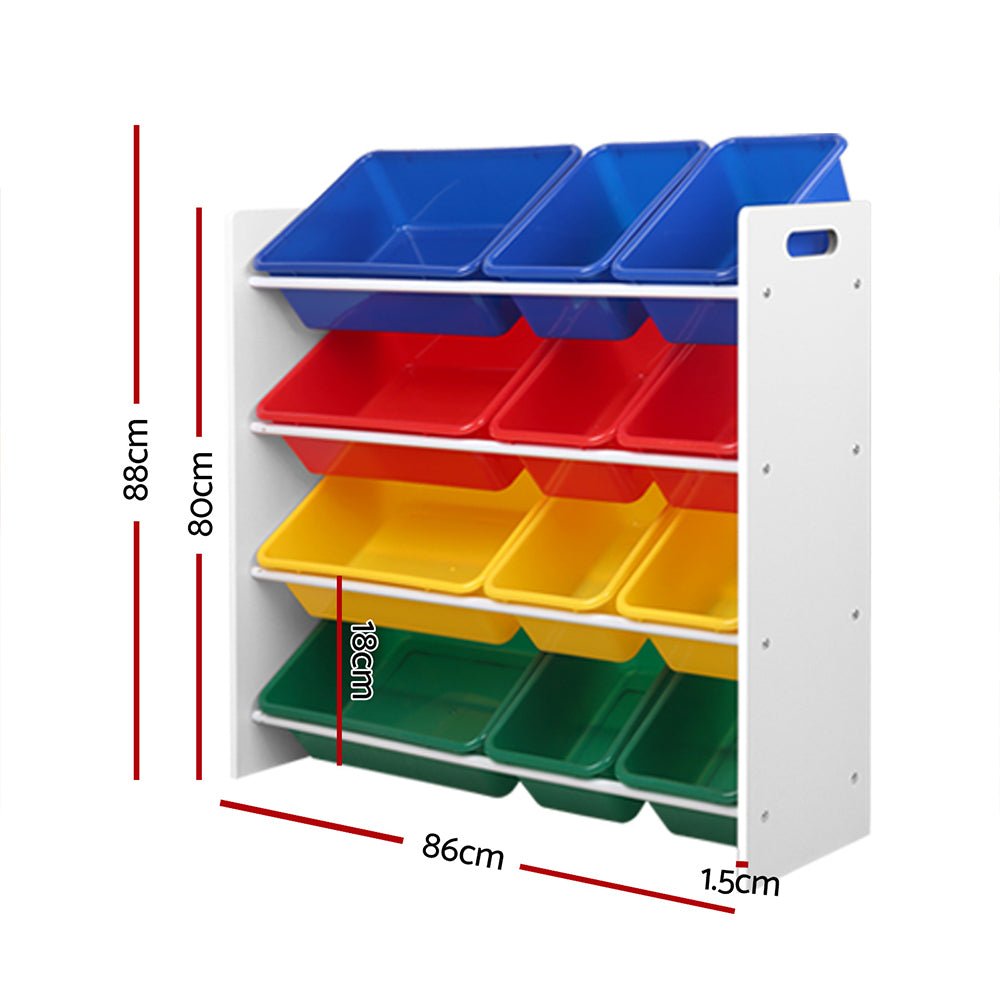Kids Toy Box 12 Bins Bookshelf Organiser Children Storage Rack - Baby & Kids > Kid's Furniture - Rivercity House & Home Co. (ABN 18 642 972 209) - Affordable Modern Furniture Australia