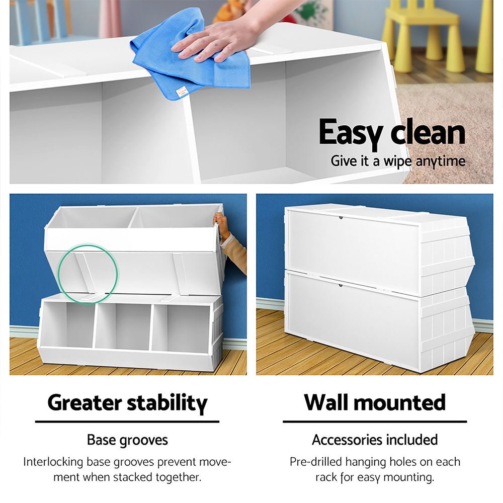 Kids Toy Box Stackable Bookshelf Storage Organiser Bookcase Shelf - Baby & Kids > Kid's Furniture - Rivercity House & Home Co. (ABN 18 642 972 209) - Affordable Modern Furniture Australia
