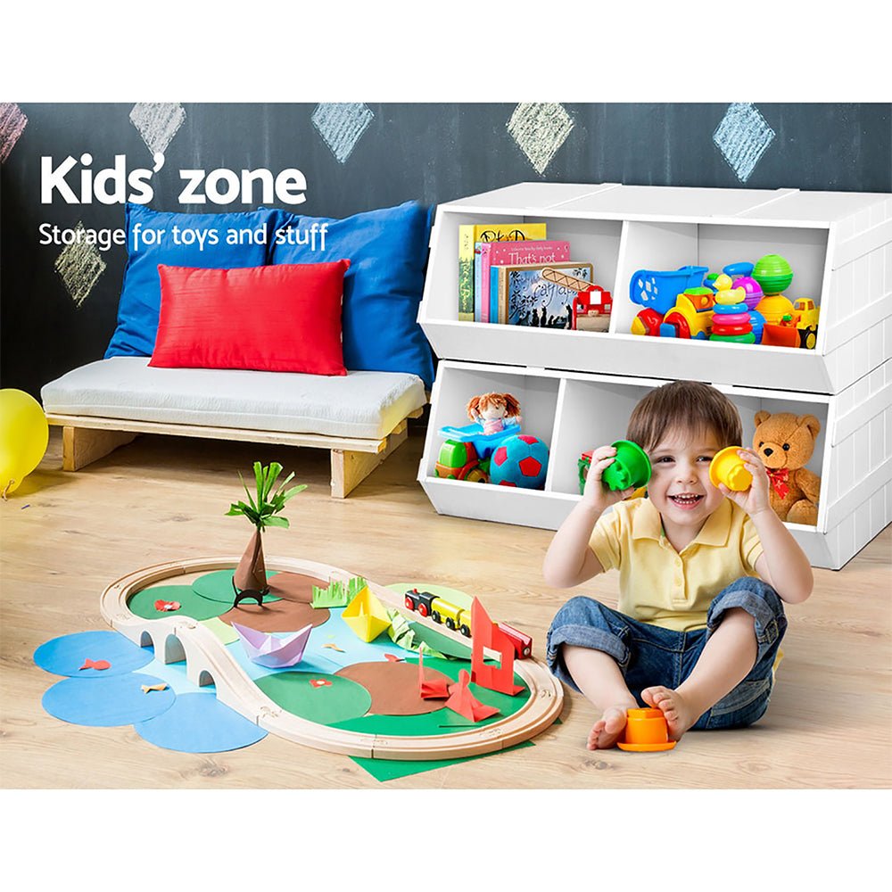 Kids Toy Box Stackable Bookshelf Storage Organiser Bookcase Shelf - Baby & Kids > Kid's Furniture - Rivercity House & Home Co. (ABN 18 642 972 209) - Affordable Modern Furniture Australia