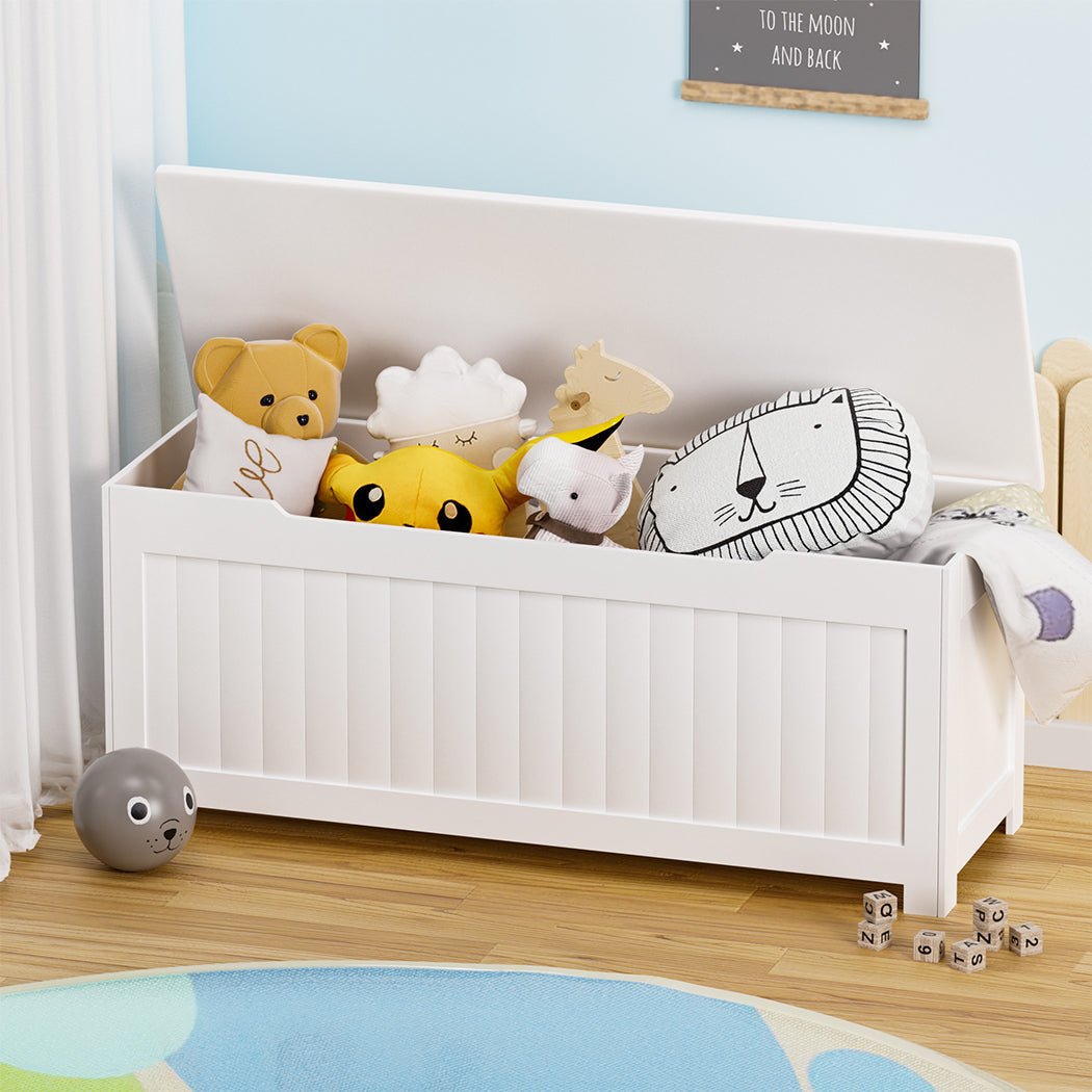 Kids Toy Box Storage Chest Cabinet with Soft - Close Lid - White - Rivercity House & Home Co. (ABN 18 642 972 209) - Affordable Modern Furniture Australia