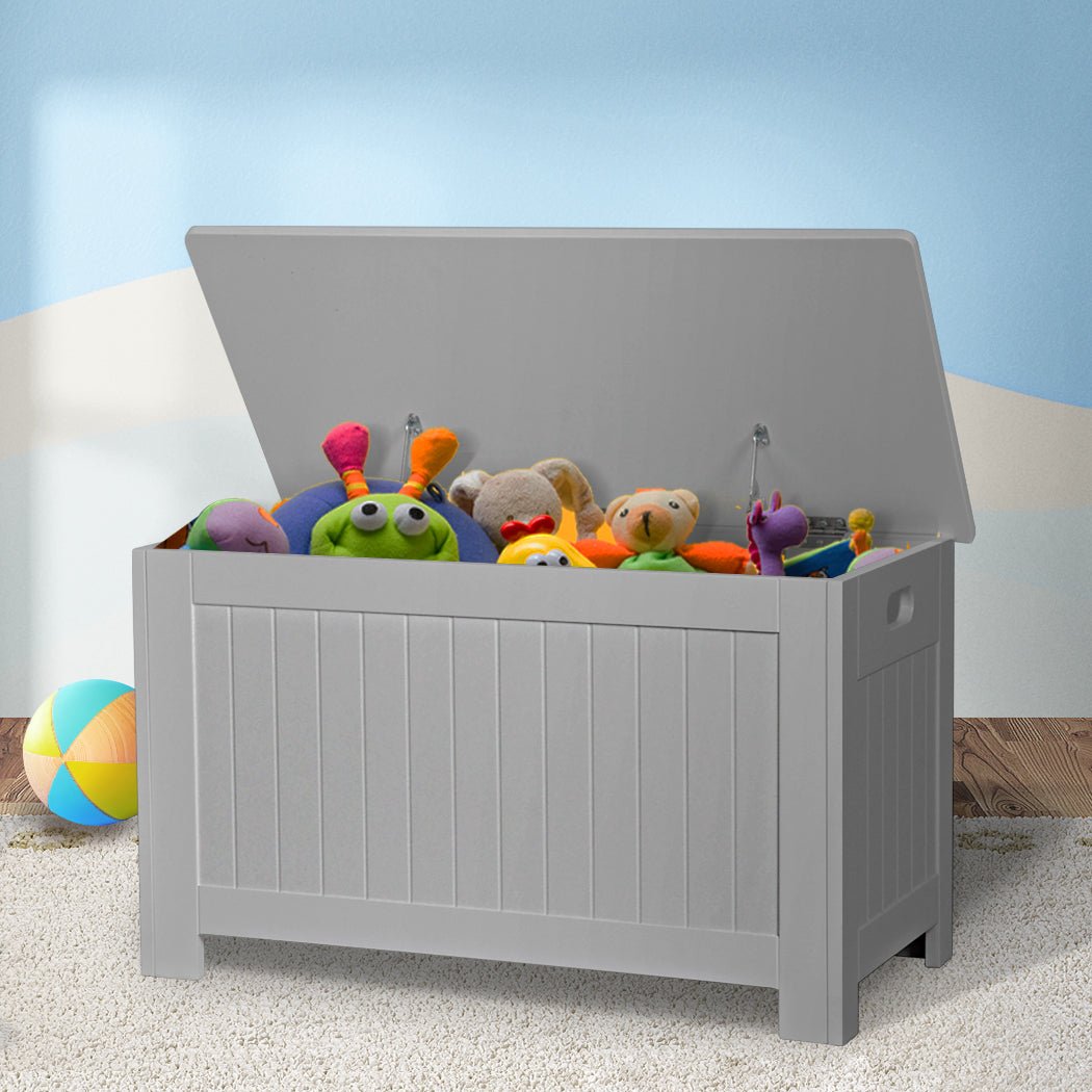 Kids Toy Storage Chest with Soft - Close Lid and Safety Hinges - Grey - Rivercity House & Home Co. (ABN 18 642 972 209) - Affordable Modern Furniture Australia