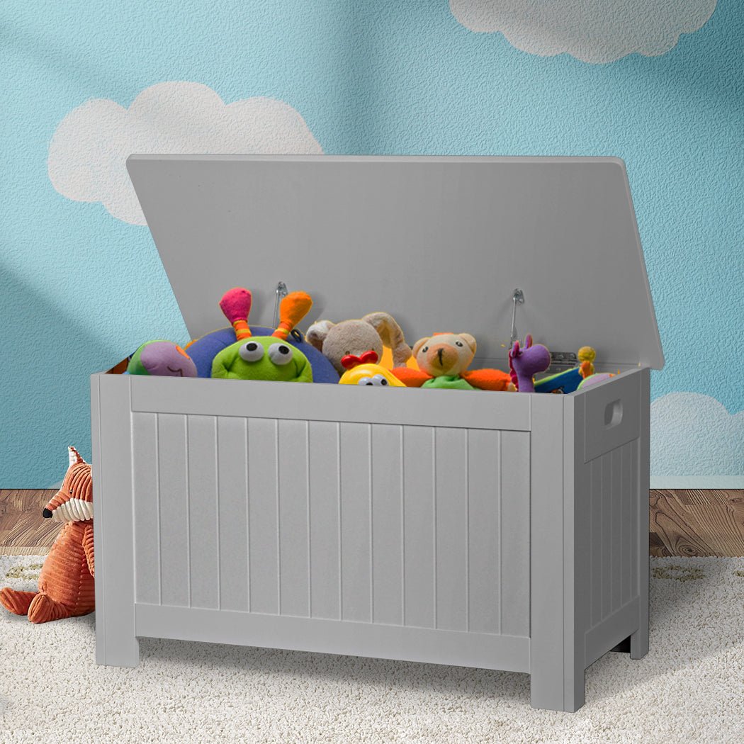 Kids Toy Storage Chest with Soft - Close Lid and Safety Hinges - Grey - Rivercity House & Home Co. (ABN 18 642 972 209) - Affordable Modern Furniture Australia
