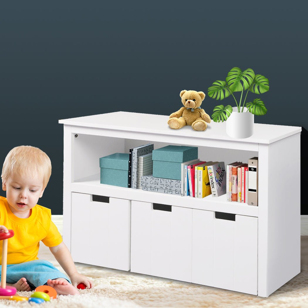 Kids Toy Storage Unit Organizer with Drawers and Shelves - White - Rivercity House & Home Co. (ABN 18 642 972 209) - Affordable Modern Furniture Australia