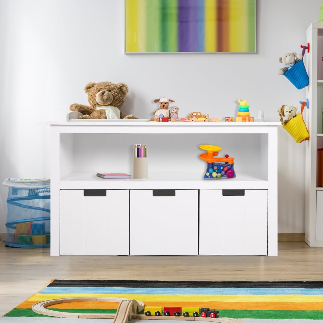 Kids Toy Storage Unit Organizer with Drawers and Shelves - White - Rivercity House & Home Co. (ABN 18 642 972 209) - Affordable Modern Furniture Australia