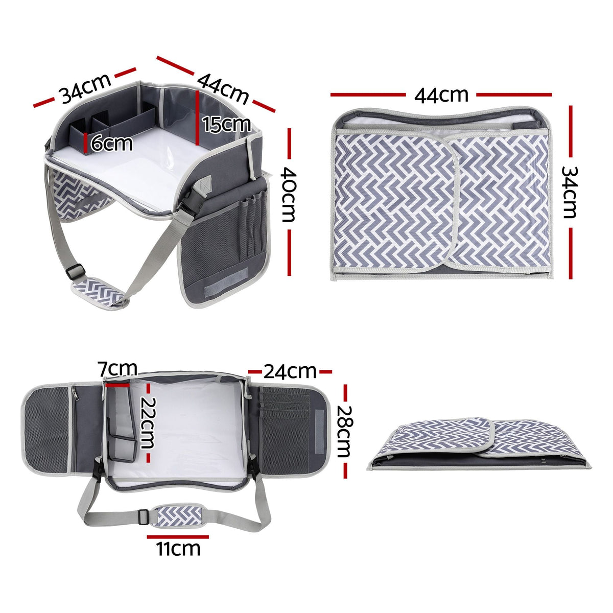 Kids Travel Tray Car Seat Lap Desk Portable Organiser for Car & Airplane - Grey - Baby & Kids > Kid's Furniture > Kid's Desks - Rivercity House & Home Co. (ABN 18 642 972 209) - Affordable Modern Furniture Australia