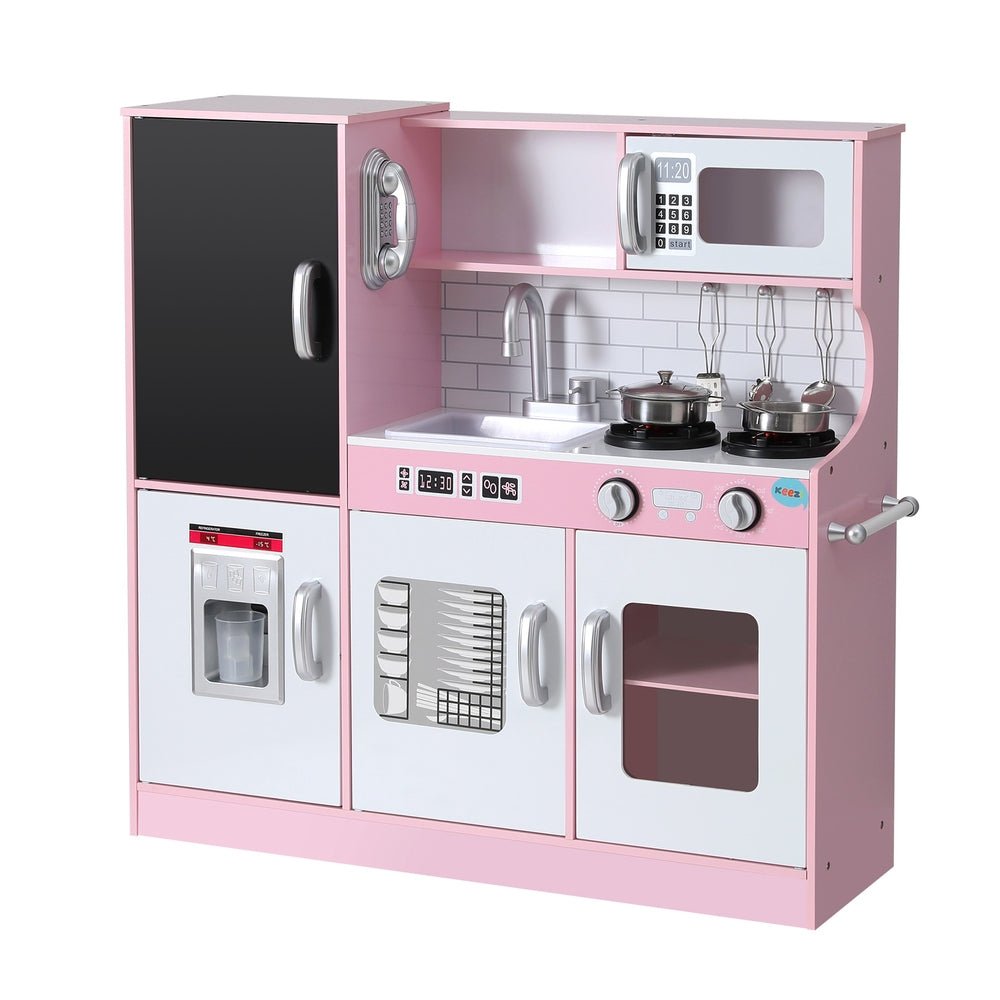 Kids Wooden Pretend Kitchen Play Set Cooking Toys Pot Ice Cup Oven Blackboard 80CM Pink - Baby & Kids > Toys - Rivercity House & Home Co. (ABN 18 642 972 209) - Affordable Modern Furniture Australia