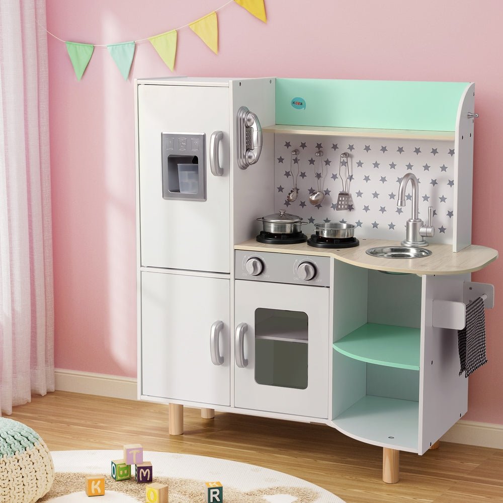 Kids Wooden Pretend Kitchen Play Sets Cooking Toys Oven Fridge 85CM Green - Baby & Kids > Baby & Kid's Toys > Pretend Play - Rivercity House & Home Co. (ABN 18 642 972 209) - Affordable Modern Furniture Australia